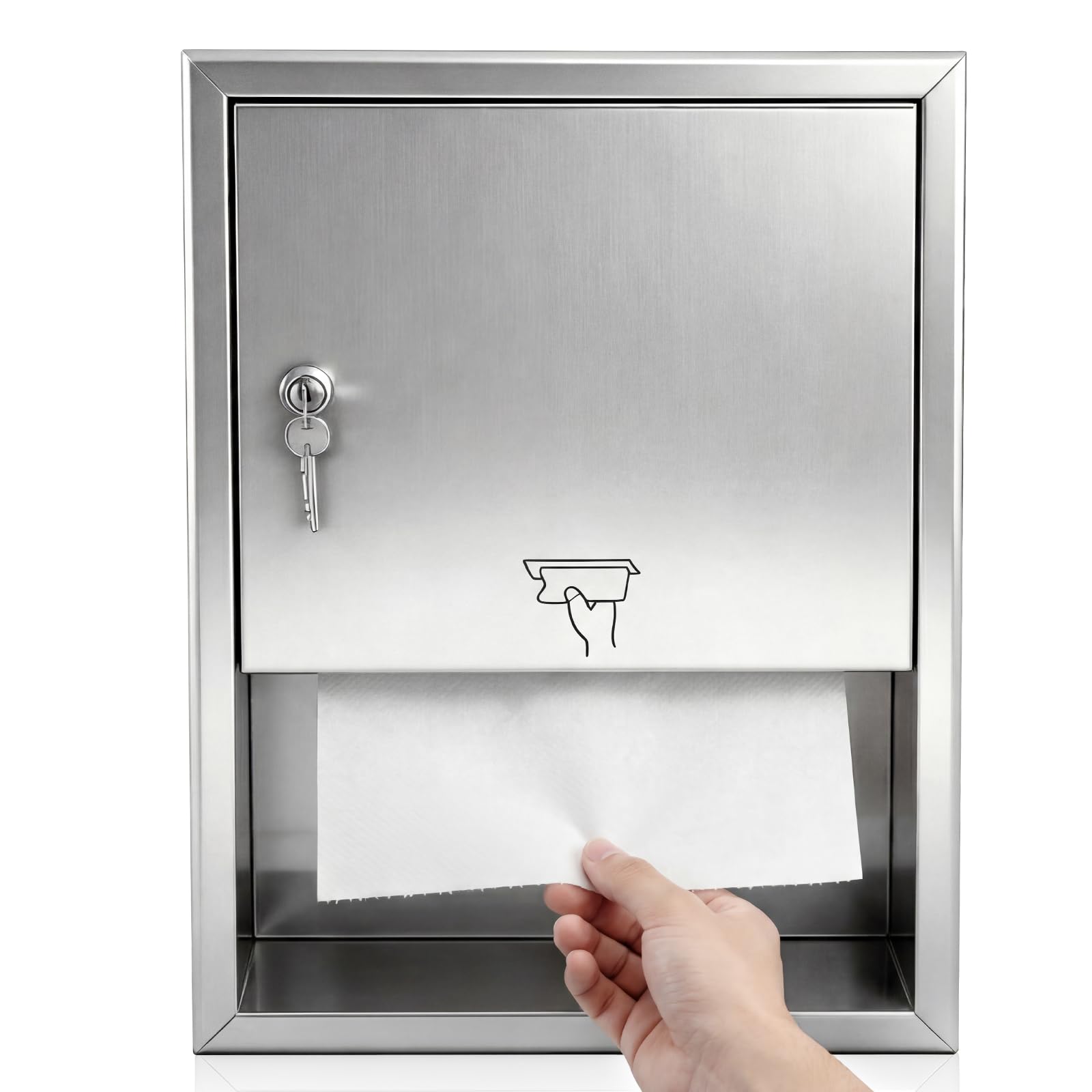 Photo 1 of Gisafai 304 Stainless Steel Recessed Paper Towel Dispenser Heavy Duty 0.04" Thick 350 C-Fold Towels Satin Finish Dispenser Holder Wall Mounted Toilet Tissue Commercial Bathroom, 17.1 x 12.8 x 4.3 Inch