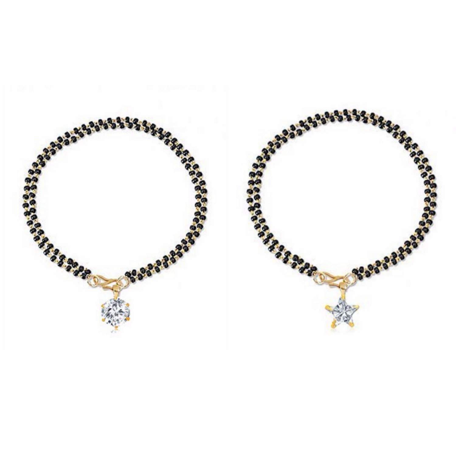 Archi Collection Hand rhinestone Crystal Brass Bracelet Bangle Style Round Star Mangalsutra for Women (White) (B07NRK7JFK) Amazon Price History, Amazon Price Tracker