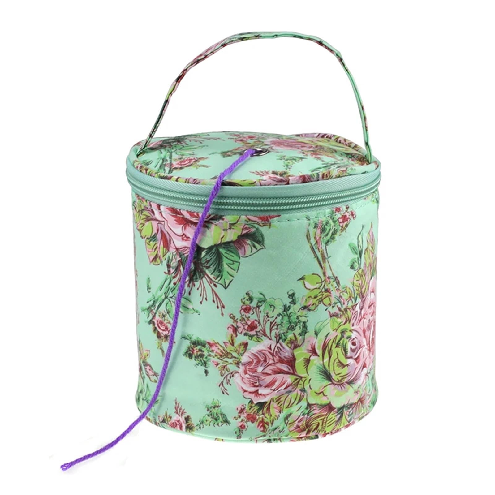 Sewing Box Crochet Round Storage Bag Knitting Needles Yarn Tote Organizer Craft Woolen Basket Tool for Home(Style B)
