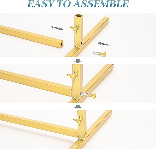 Miniatura 6 de Juego de 3 soportes de arco de metal, soporte de arco de boda dorado de 7.2 pies para ceremonia, marco de arco de globos de metal, cenador de jardín