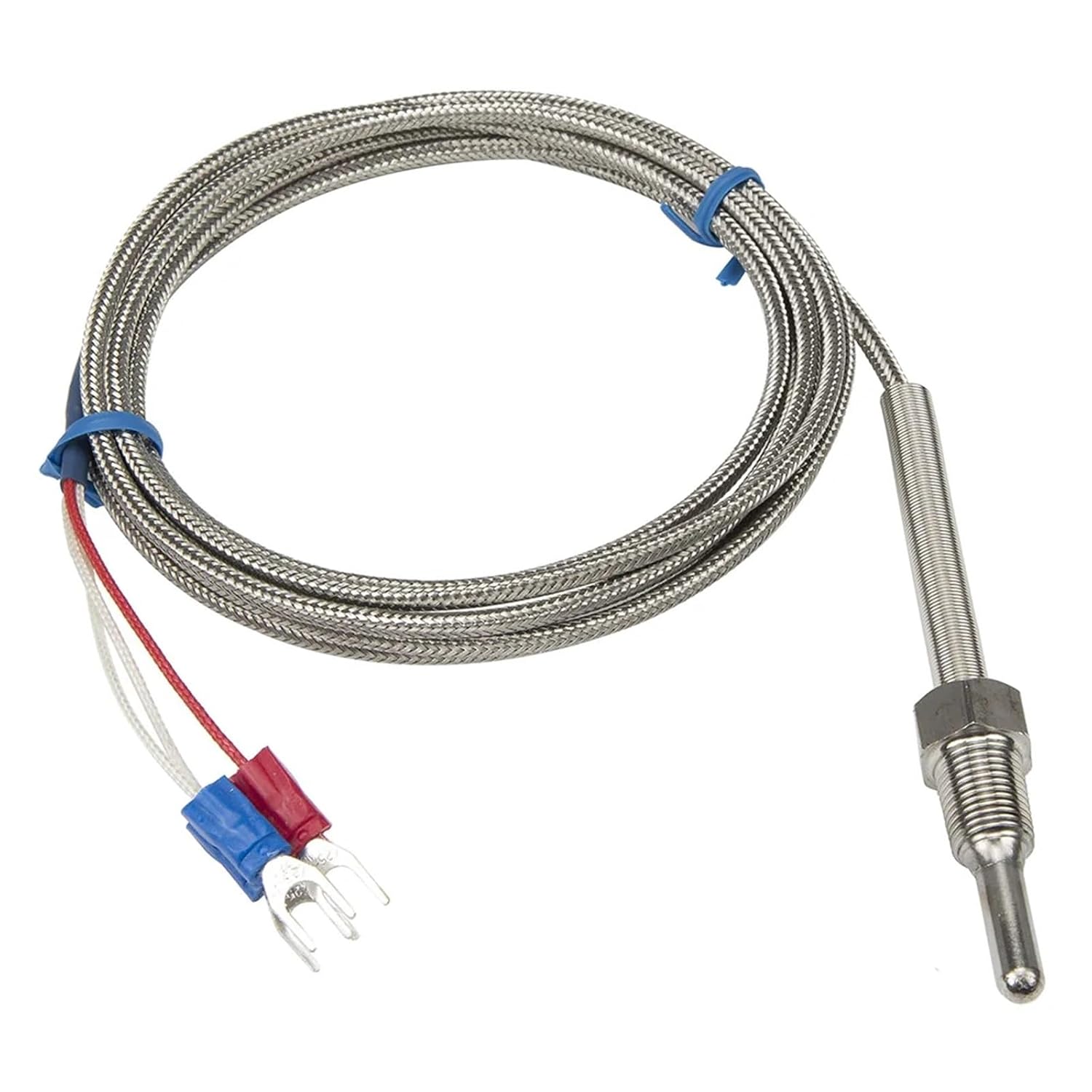 PT100 Type 2m Metal Braided Cable 30mm Probe Head RTD Temperature Sensor 1/8 1/4 3/8 1/2 3/4 Inch M6 M8 M10 M12 Thread 1Pcs(M10 1)