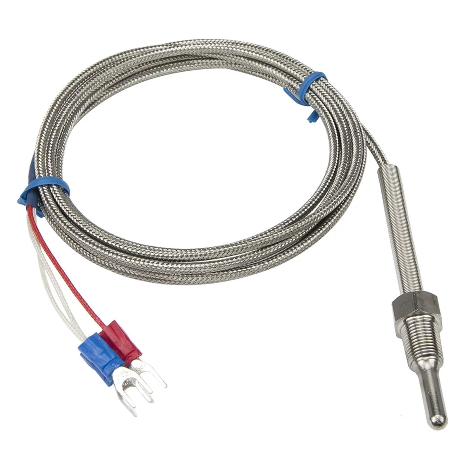 Sensor de temperatura PT100 RTD con cable trenzado de metal de 2m y rosca M8 6