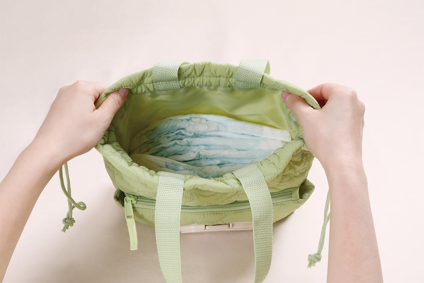 Skater KBOPC1IB-A Diaper Drawstring Bag with Wipe-Wipe Pocket, Ybl Fabric, Dinosaurus, Dinosaur