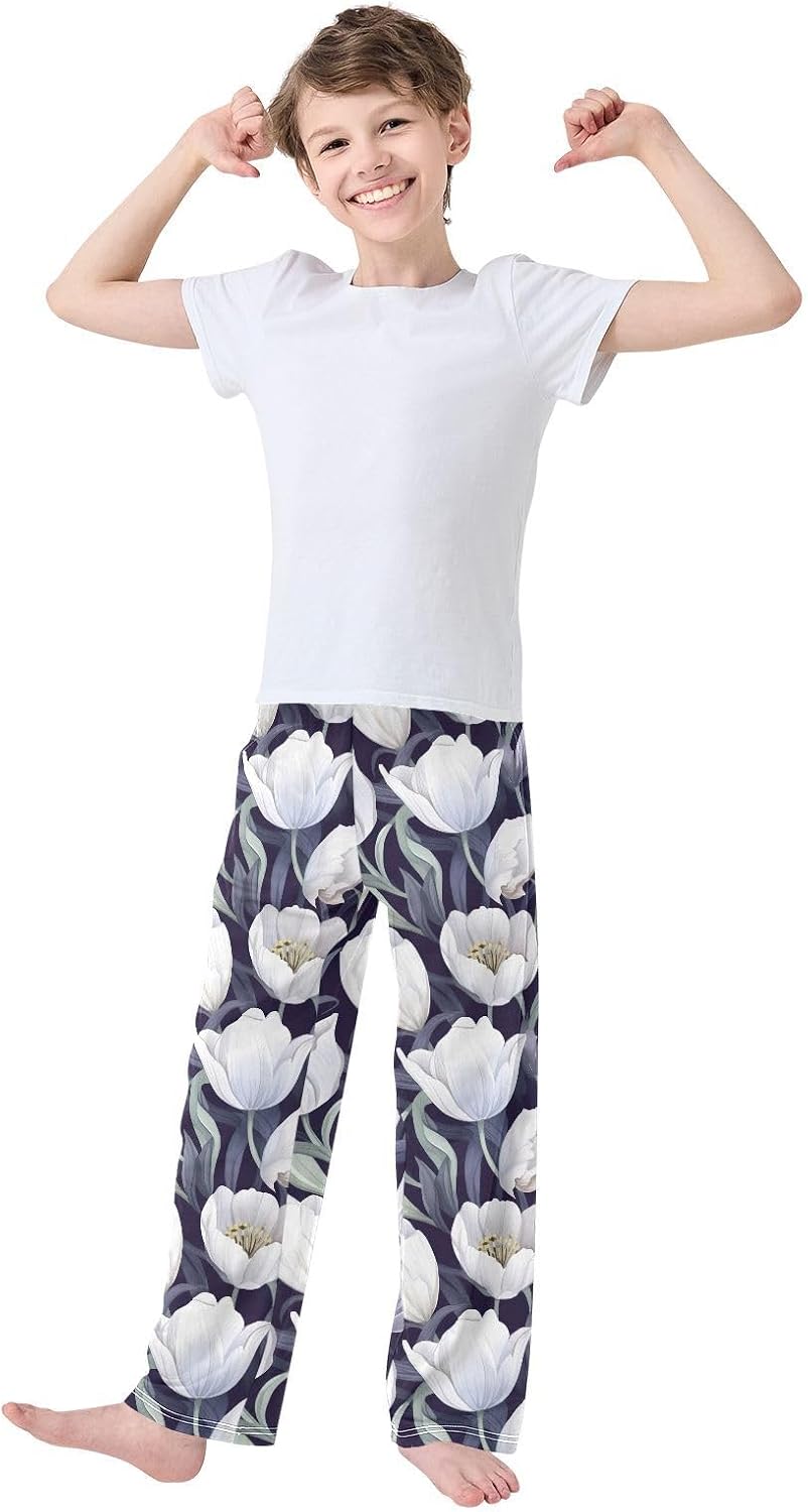 Tulips Flower Beautiful Pajama Lounge Pants with Pockets Elastic Waist Pajama Bottoms Long Sleepwear for Christmas