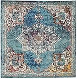 RugVista, Balmoral, Teppich, Kurzflor, 200 x 200 cm, Quadratisch, Modern, Oeko-Tex Standard 100, Polypropylene, Flur, Schlafzimmer, Küche, Wohnzimmer, Petrol Blau, Dunkelblau