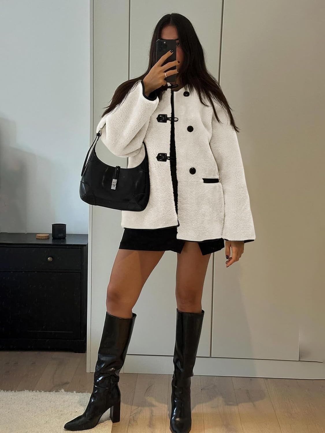 Cicy Bell Womens Faux Fur Jacket Fuzzy Coat Long Sleeve Button Front Warm Winter Outerwear with Pockets - Image 6