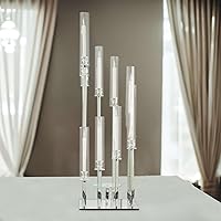 Vista 15 de Efavormart - Candelabro de acrílico transparente con 9 brazos, soporte para velas con base cuadrada, 4 pies de alto