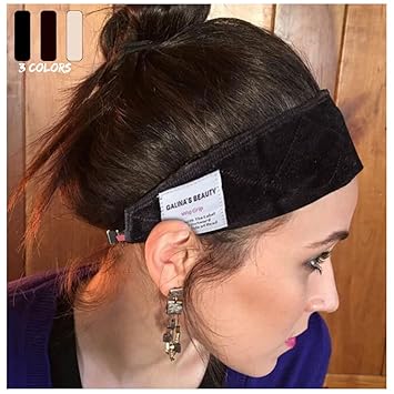 Wig Grip Band for Lace Front, Galina`s Beauty Wig Bands for Keeping Wigs in Place, Velvet Adjustable No Slip Wig Fix Accessories Headband for Women (2PCS(Black and Beige))