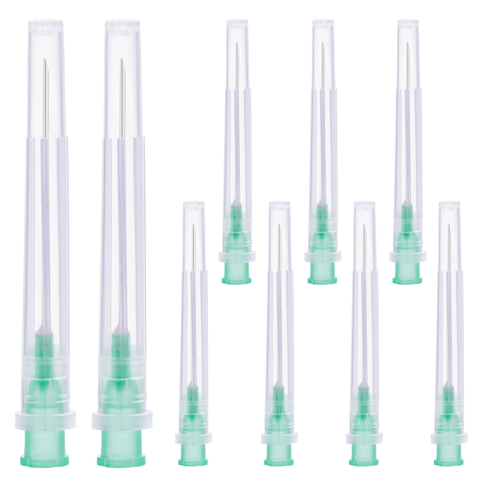 100 piezas 21G (0,8 mm x 38 mm) Tubo de entrega de acero inoxidable con tapa, envasado individualmente, tubo de laboratorio para rellenar líquido, tintas, adhesivos