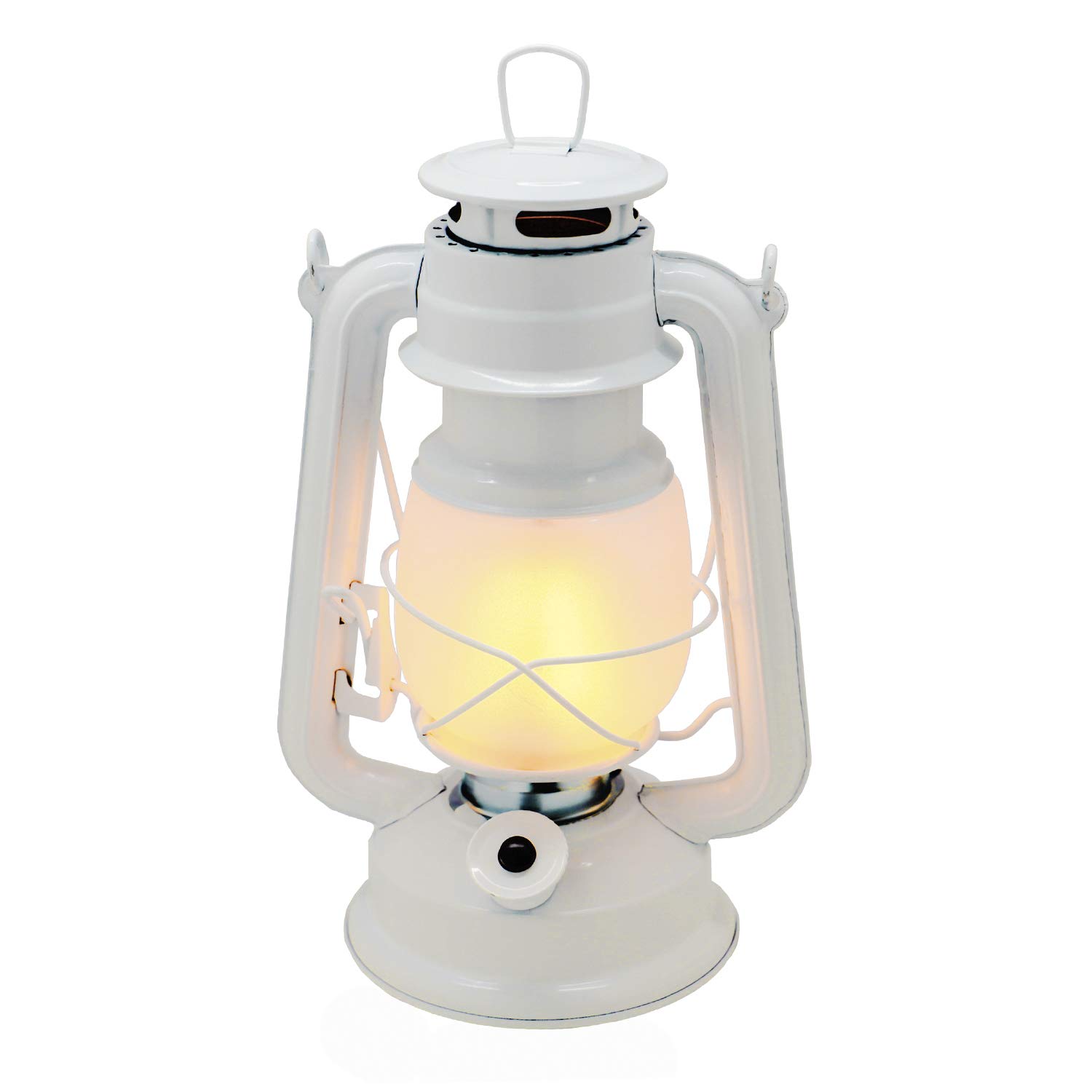 YAKii Flame Effect Vintage Style 17-LED Metal Oil Lamp,Hurricane Lantern, Energy Saving, Variable Dimmer Settings (White) [Energy Class A]