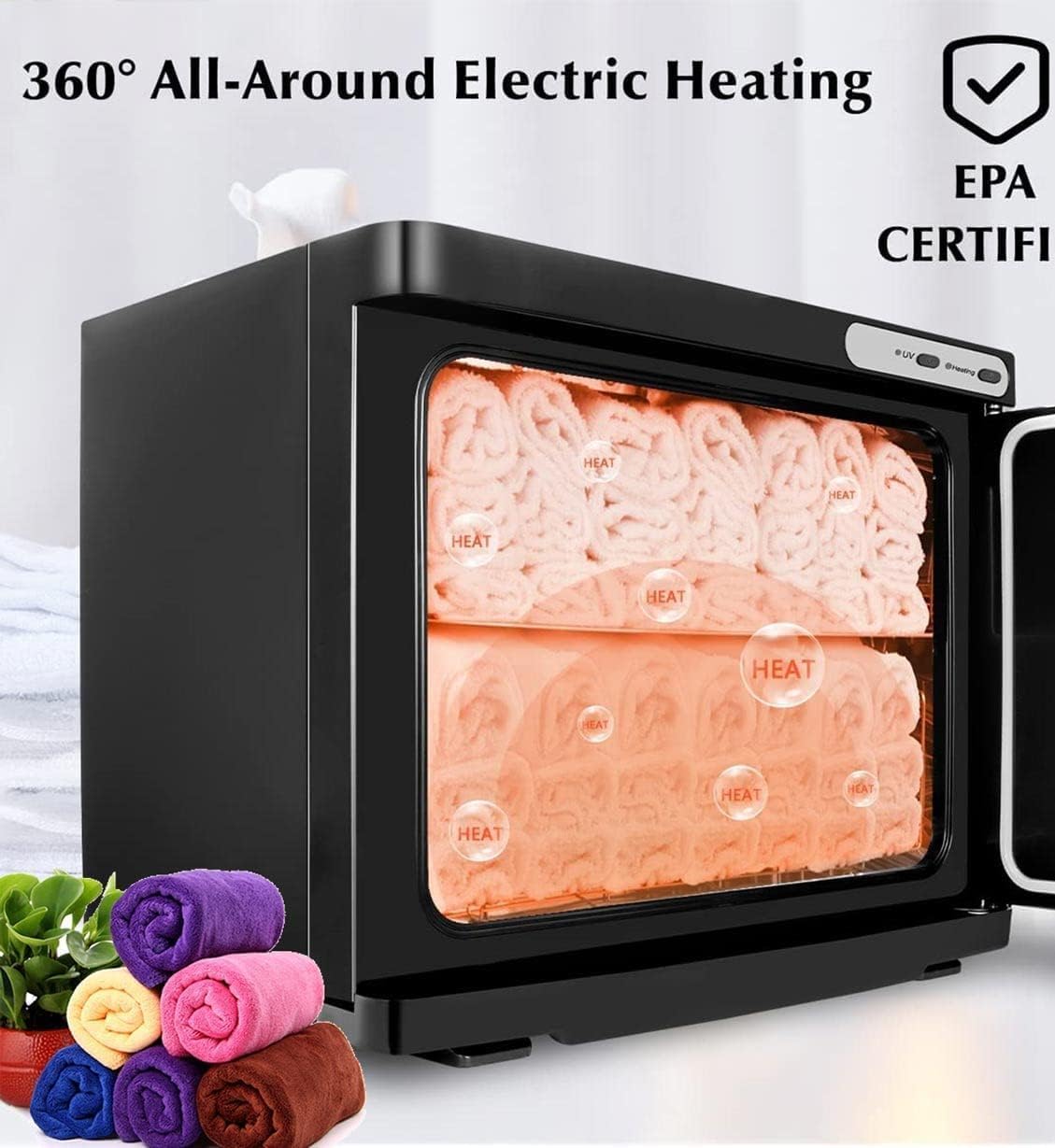 Handtuchsterilisator Und Heizung Uv-sterilisator Desinfektion Multi-in-1 Elektrischer Dampfsterilisator Hochtemperatur-Gesichts-spa Schönheitssalon Hotel Home Barber Shop, Black, 23L