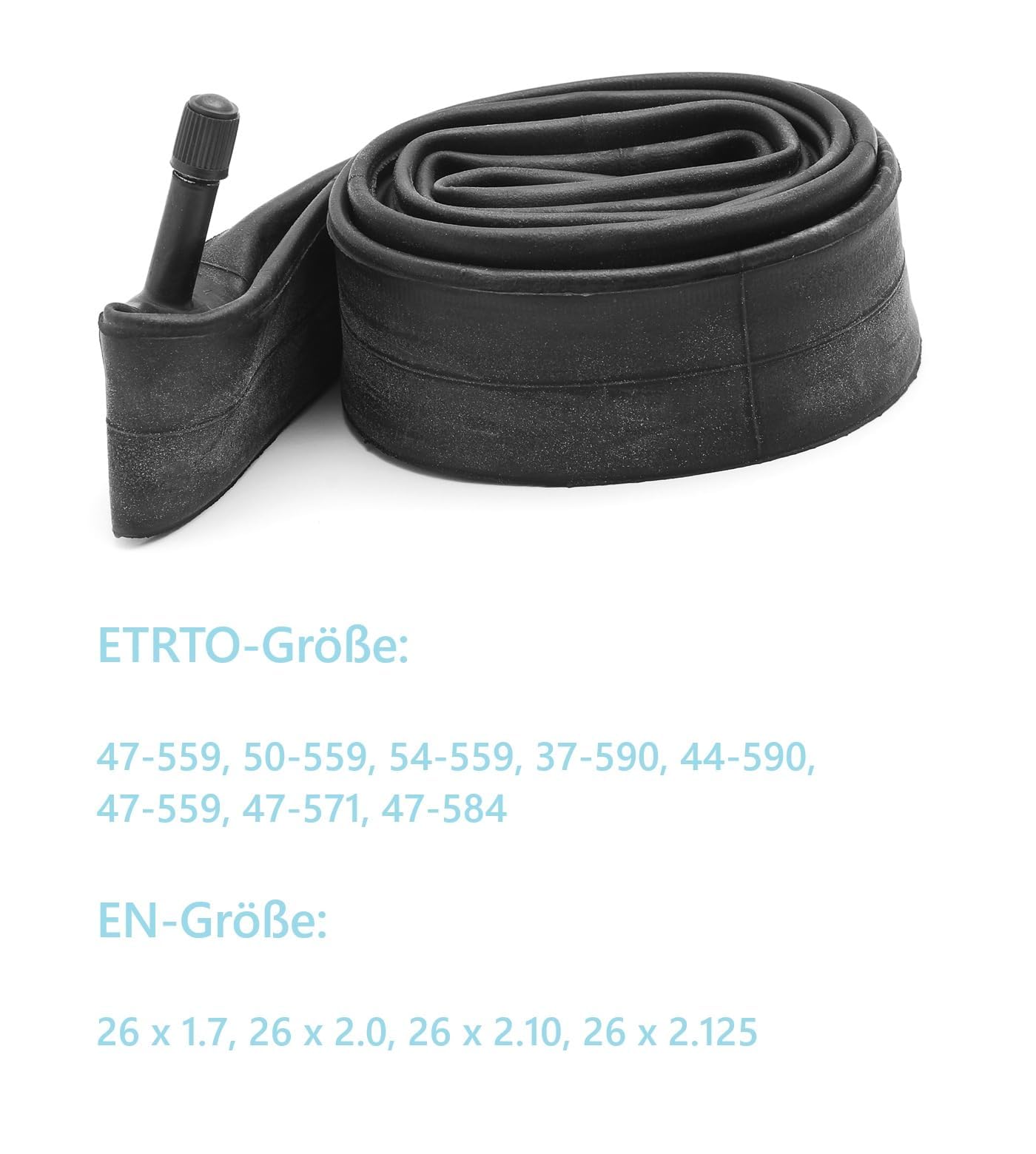 Set di 2 tubi flessibili per bicicletta da 26", 26", 1,75/2.125, valvola americana ETRTO 44-559, 47-559, 50-559, 54-559, 26 x 1,7, 26 x 2,0, 26 x 2,10, 26 x 2,125 cm. Bicicletta da donna