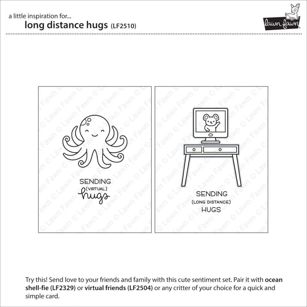 Lawn Fawn LF2510 Long Distance Hugs 3x4 Clear Stamp Set