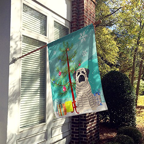 Mastiff Bringé Blanc Drapeau Noël pour Décorer le Jardin et la Façade de Maison en Hiver