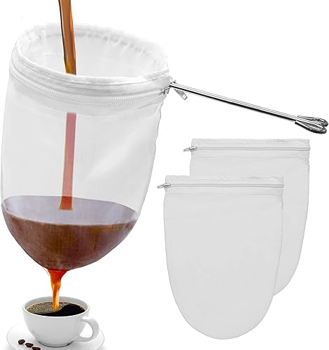 HQLESHUI Bolsa de filtro de malla ultra fina con cremallera, bolsa de filtro de grado alimenticio, filtros de malla fina con marco reforzado y asa