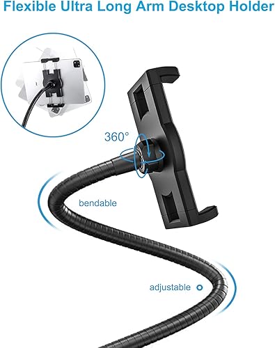 Miniatura 6 de Soporte para tablet de carril de asiento de cochecamión para teléfono y iPad de 4.7 a 13 pulgadas, soporte ajustable para tableta de cuello de cisne