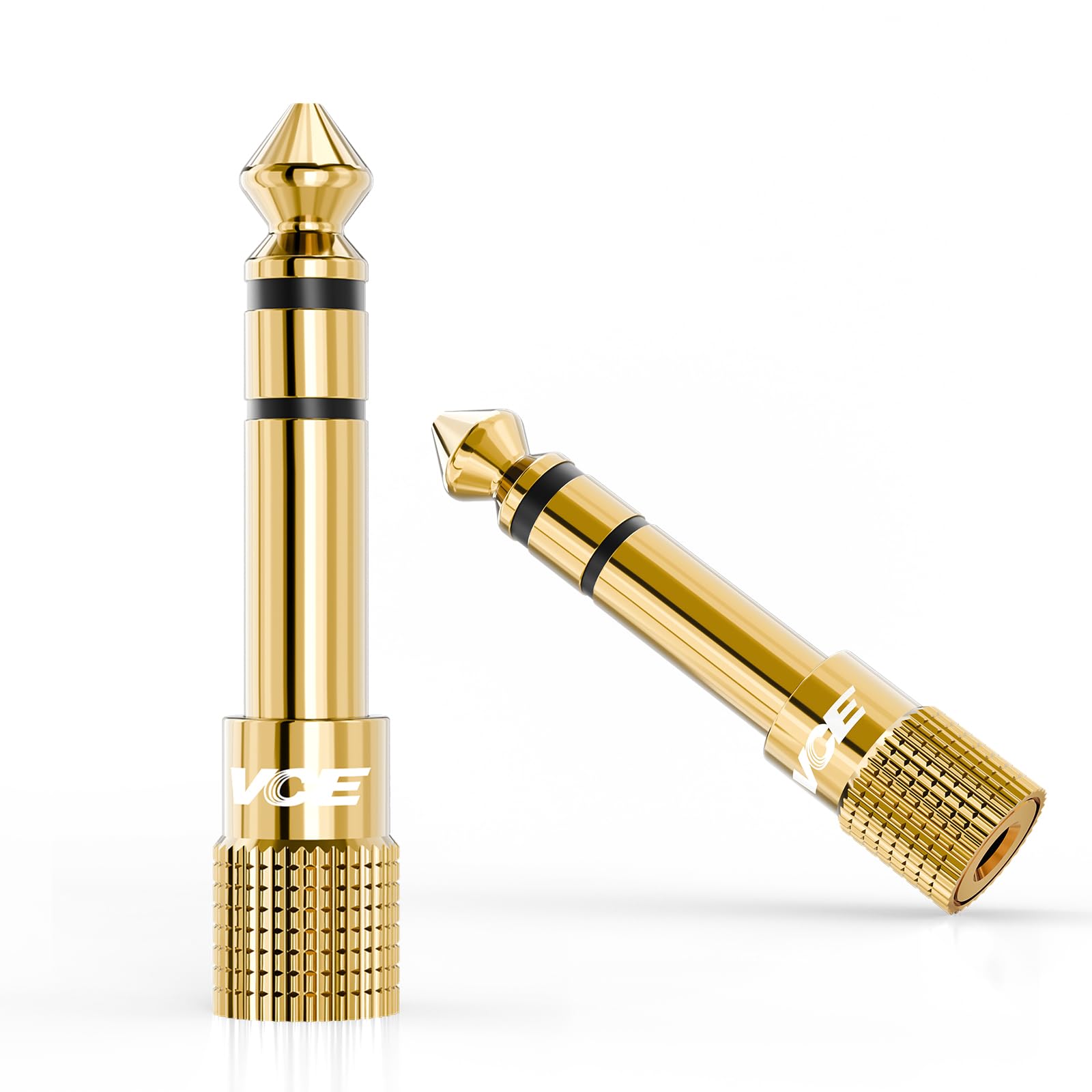 VCE Headphone Jack Adapter 6.35mm Male 1/4 inch to 3.5mm Female 1/8 inch Aux Plug Converter Audio Stereo Adaptor Gold Plated for Keyboard Digital Piano Amplifier Earphone 2 Pack