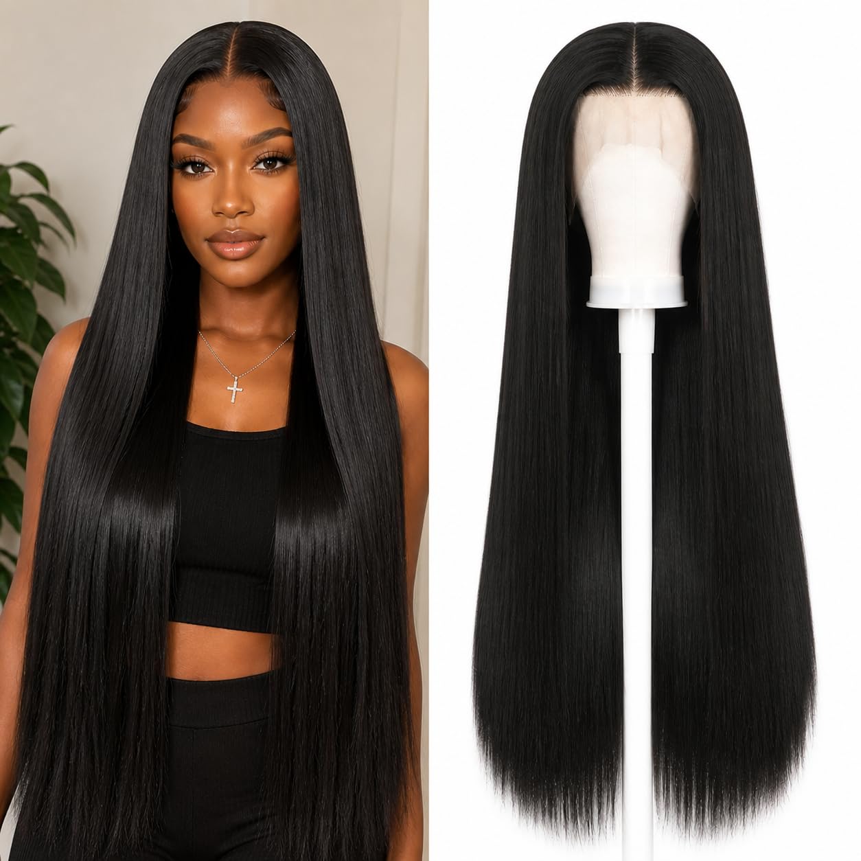 30 Inch 13x6 Lace Front Wig Synthetic Heat Resistant Long Straight Pre-Plucked HD Transparent Lace Wigs Blonde