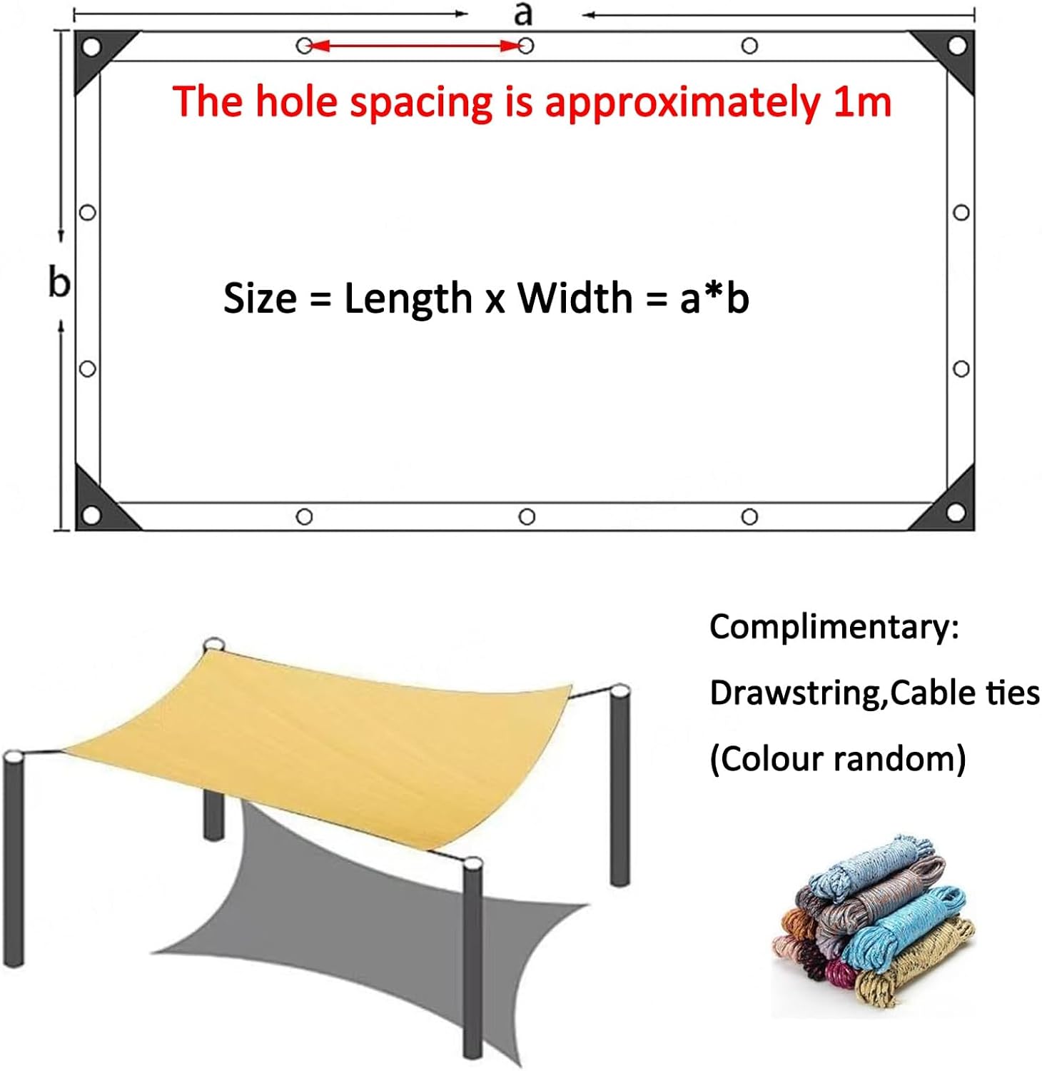 JKGHK 90% Sun Shade Cloth for Patio, Pergola Breathable Shade Cover with Grommets, HDPE Fabric Privacy Screen Coverage Canopy with Rope, for Pergola, Porch, Deck(49x98ft/15x30m)