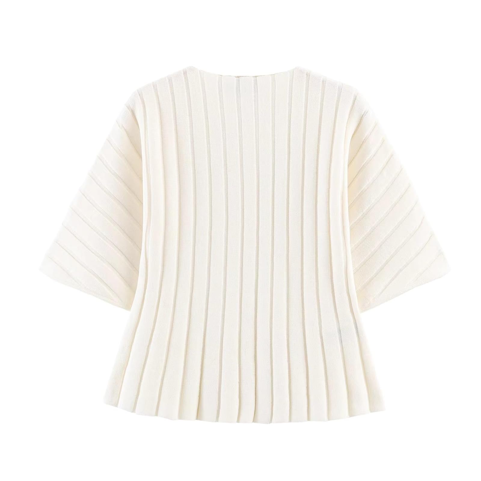 MORISTE Maglia a Maniche a Bolle Donna, Top a Maglia Coste Maniche Corte per Primavera Estate