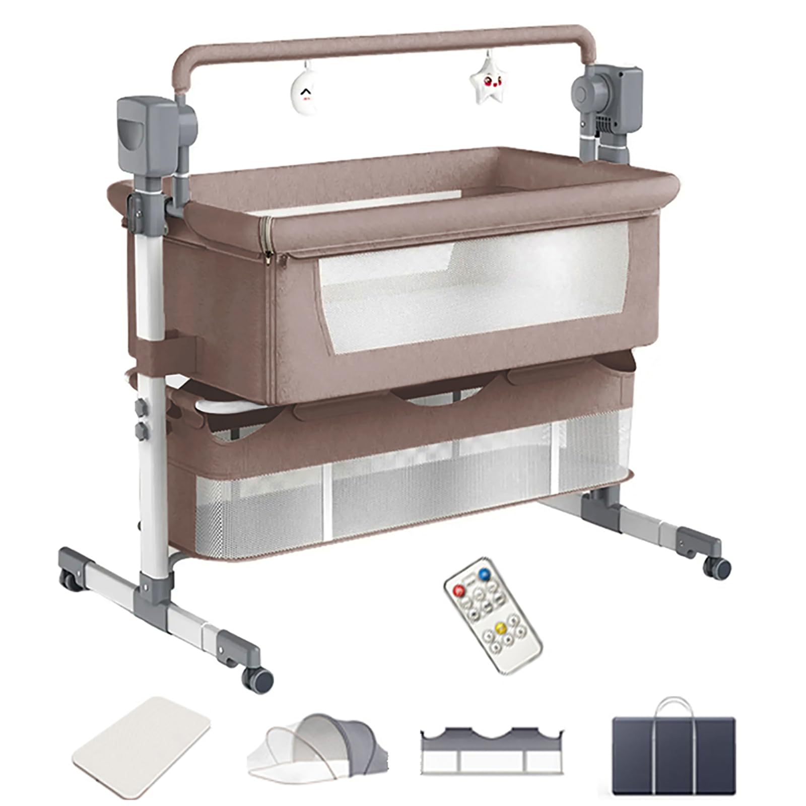 Berceau à bascule automatique 3 en 1 avec musique Bluetooth pour nouveau-né et bébé (CACHI)