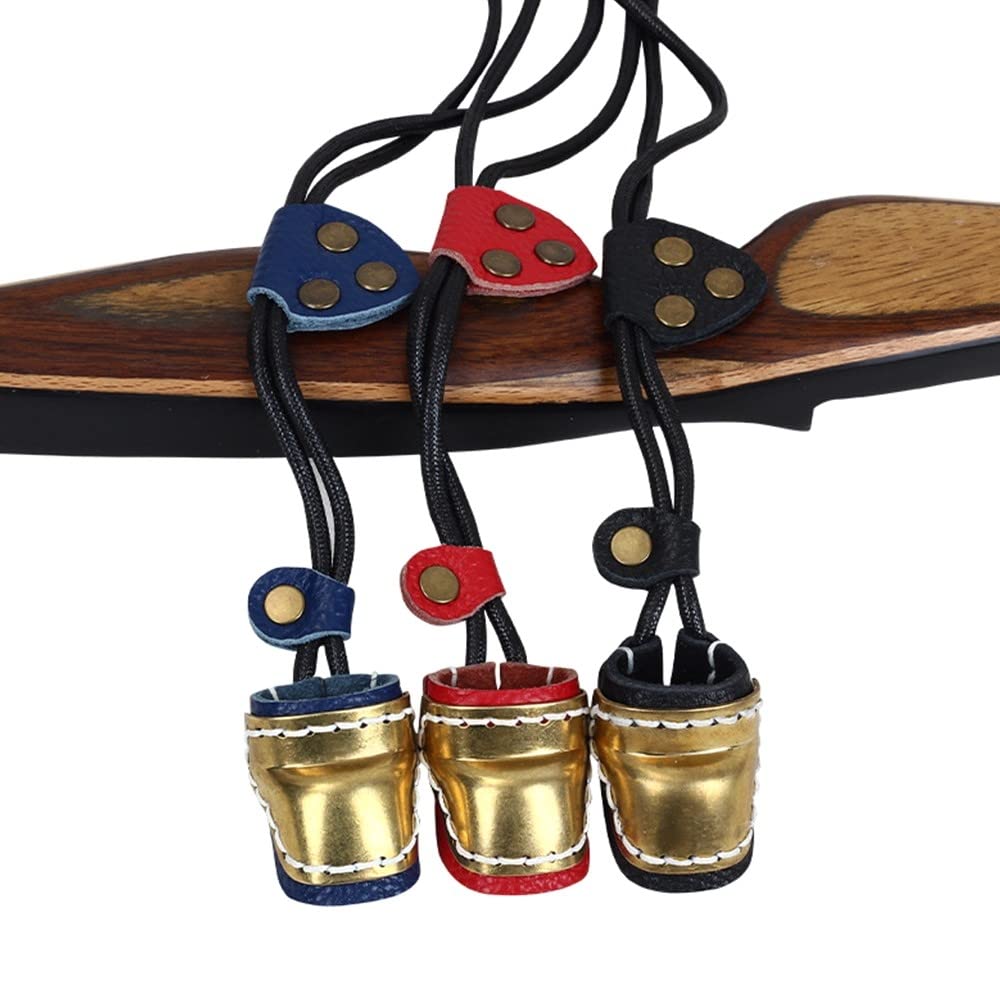 DONGKER Archery Thumb Ring, Archery Finger Tabs PU Leather Thumb Guard Ring with Rope for Traditional Bow Shooting