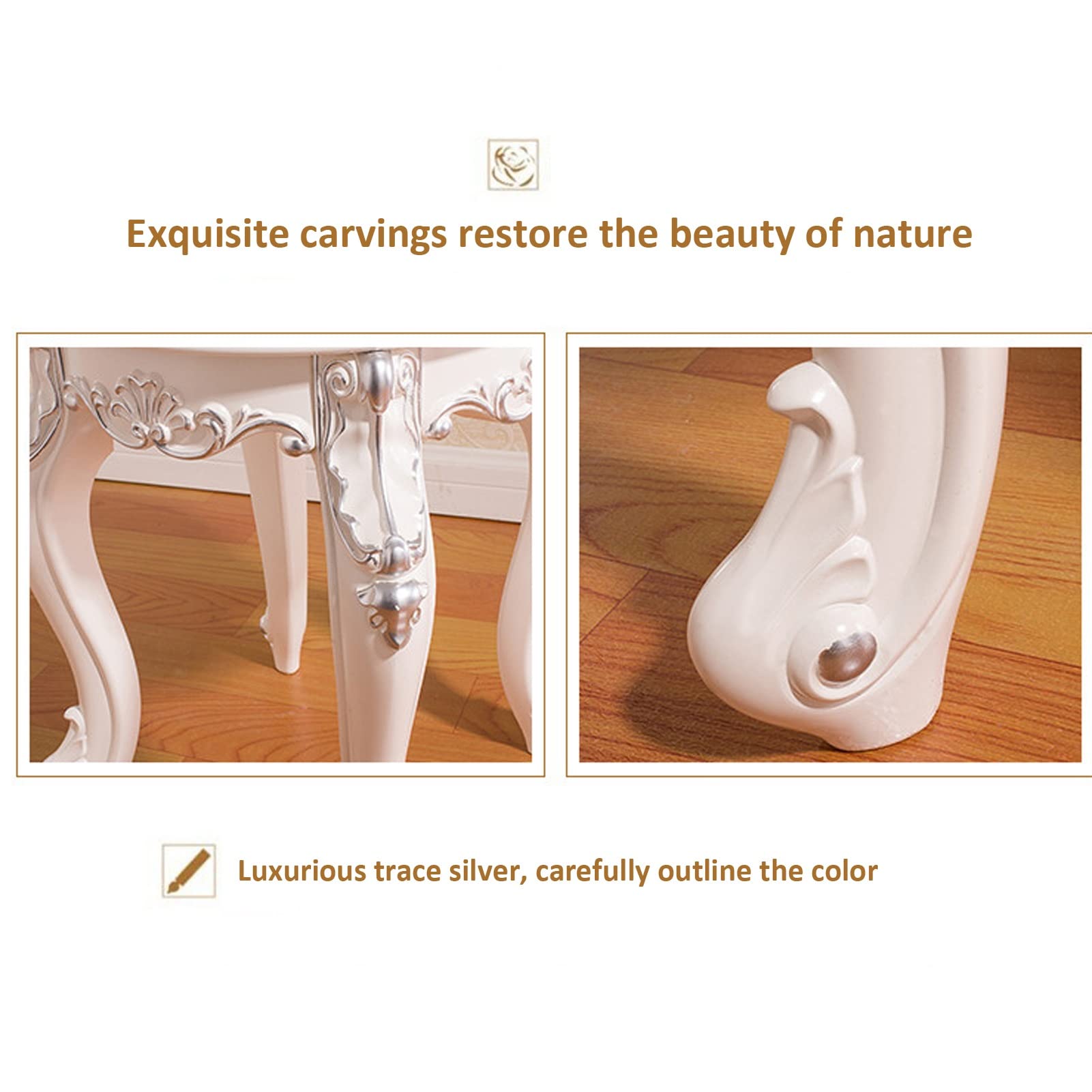 Sgabello da toeletta con spesso cuscino imbottito per trucco, pianoforte, bagno, camera da letto, seduta in plastica ABS per comfort e durata