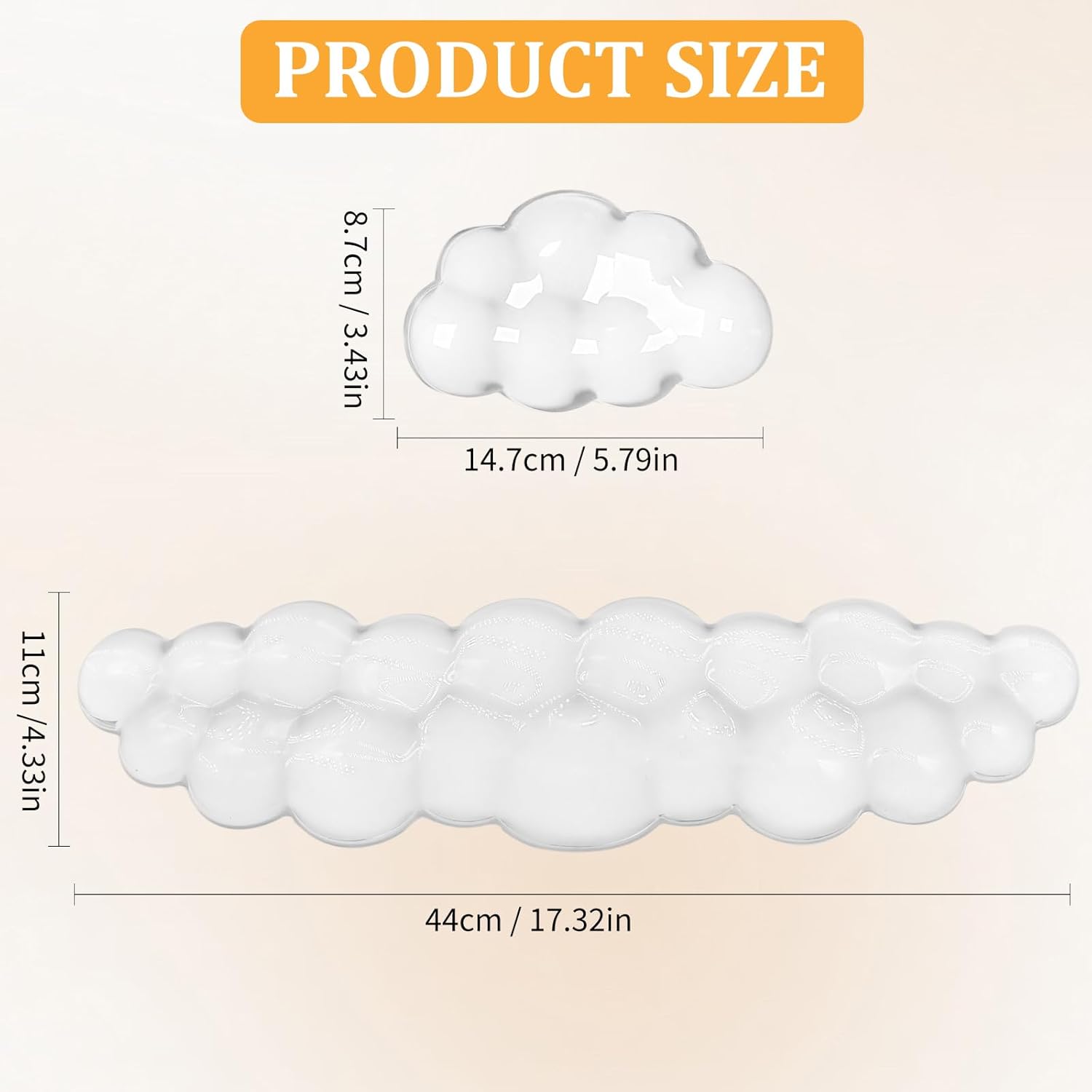 Gel Cloud Keyboard & Mouse Wrist Rest Cloud Wrist Rest Ergonomic Keyboard and Mouse Pad Support for Pain Relief Office Computer Laptop Gaming. (White) thumbnail