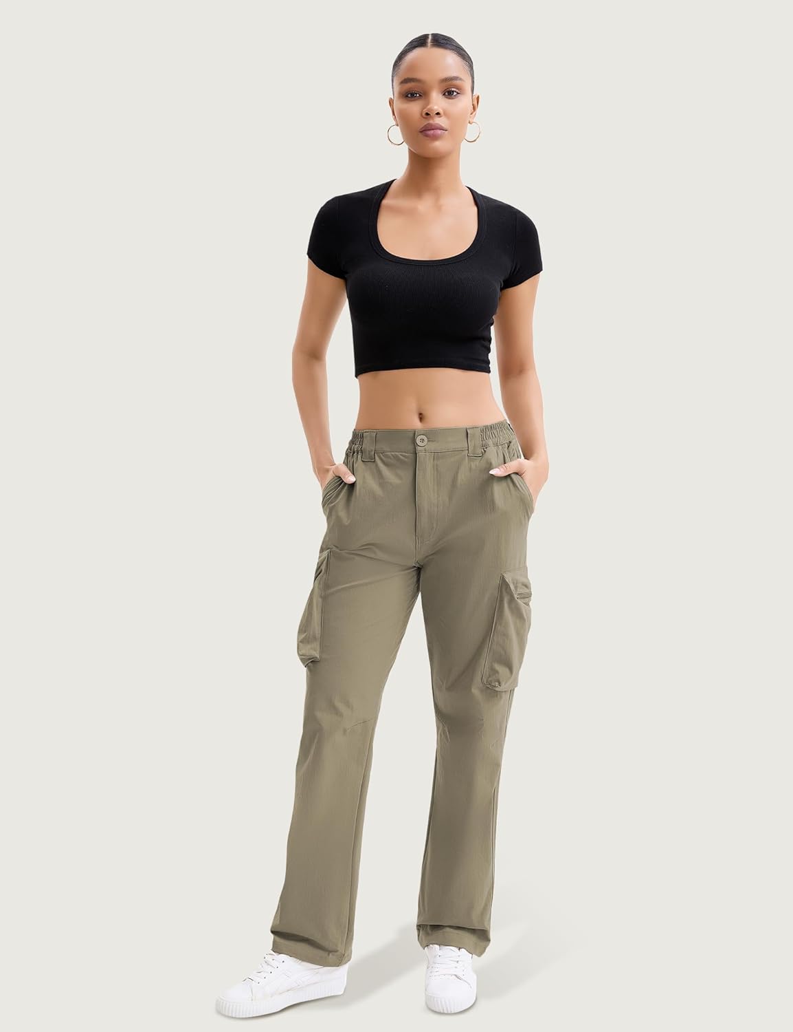 Cargo Pants for Women Light Weight Hiking Travel Pants with 7 Deep Pockets - Image 5