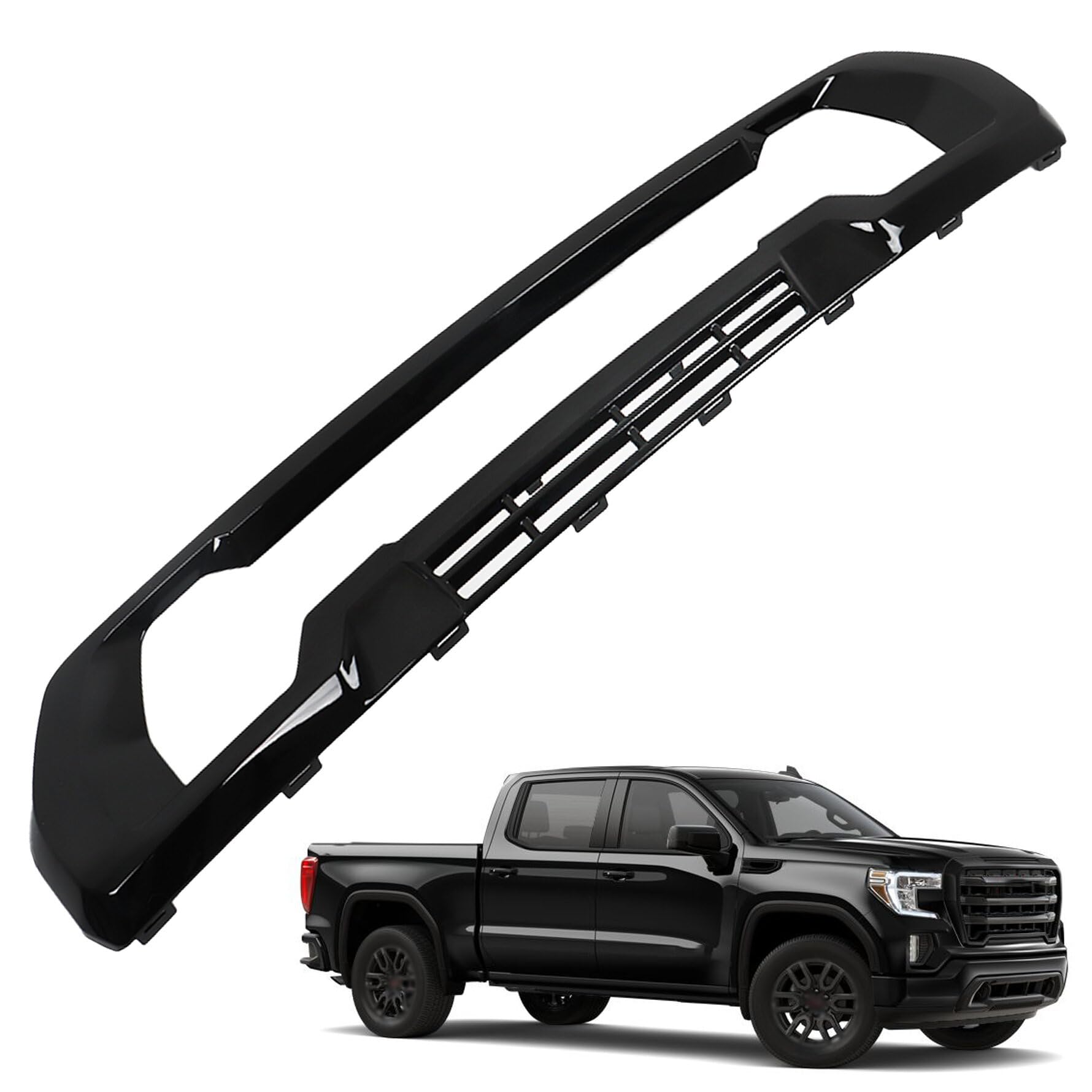 munirater Front Bumper Lower Grille Plate Plastic Gloss Black Replacement for 2019-2022 Sierra 1500 Denali/AT4 84482544