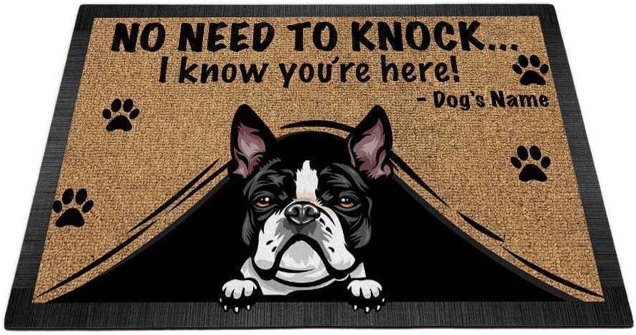 Personalized Doormat Peeking Dog Bloodhound No Need to Knock I Konw You're Here 23.6 x 15.7 Inch