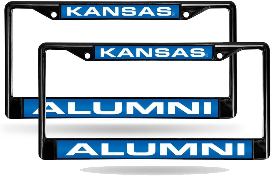 Kansas Jayhawks Alumni Black Metal (Set of 2 Frames) Laser License Plate Frame