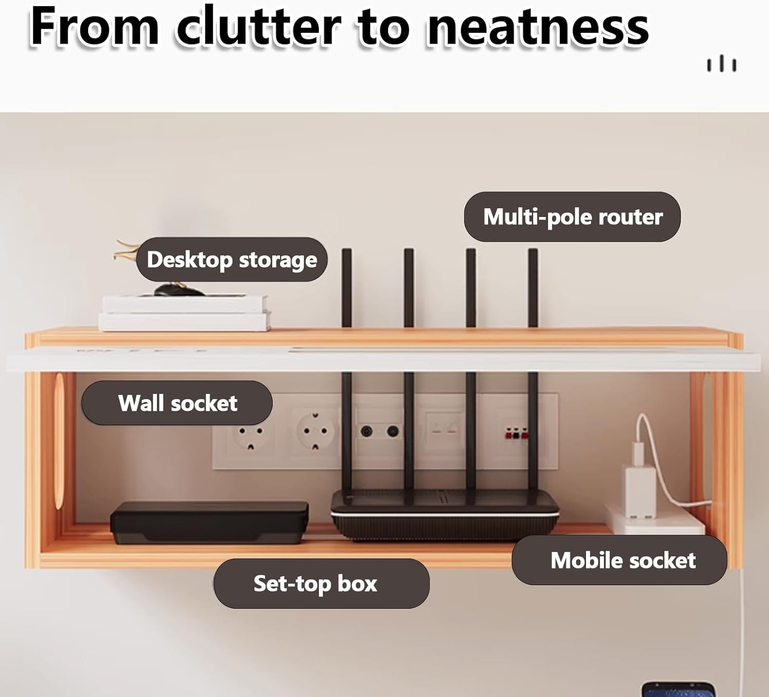 Wooden Router Shelf,Wall Mounted WiFi Box Hider,WiFi Router Hidden Box,Router Cabinet for Office and Home.(White)