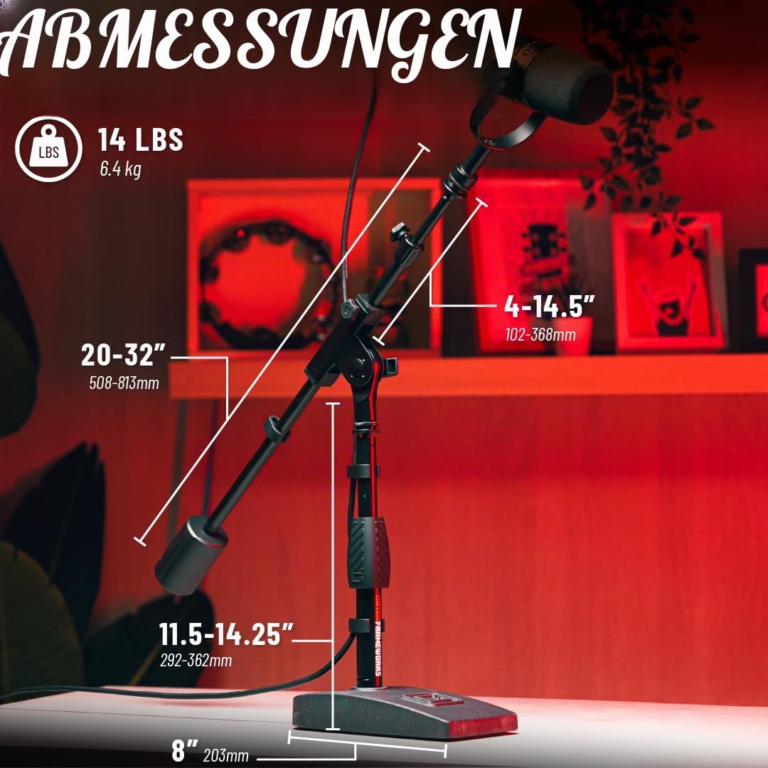 Gator Frameworks Teleskop-Mikrofonständer für Schreibtisch, Podcast, Bassdrum und Verstärker, höhenverstellbar (GFW-MIC-0822)