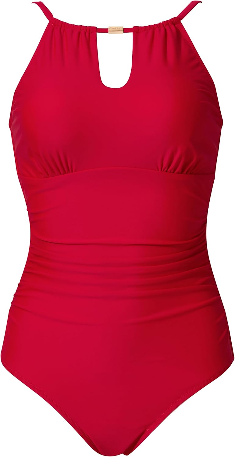 SUUKSESS Women's One Piece Swimsuits High Neck Tummy Control Retro Bathing Suit - Image 5