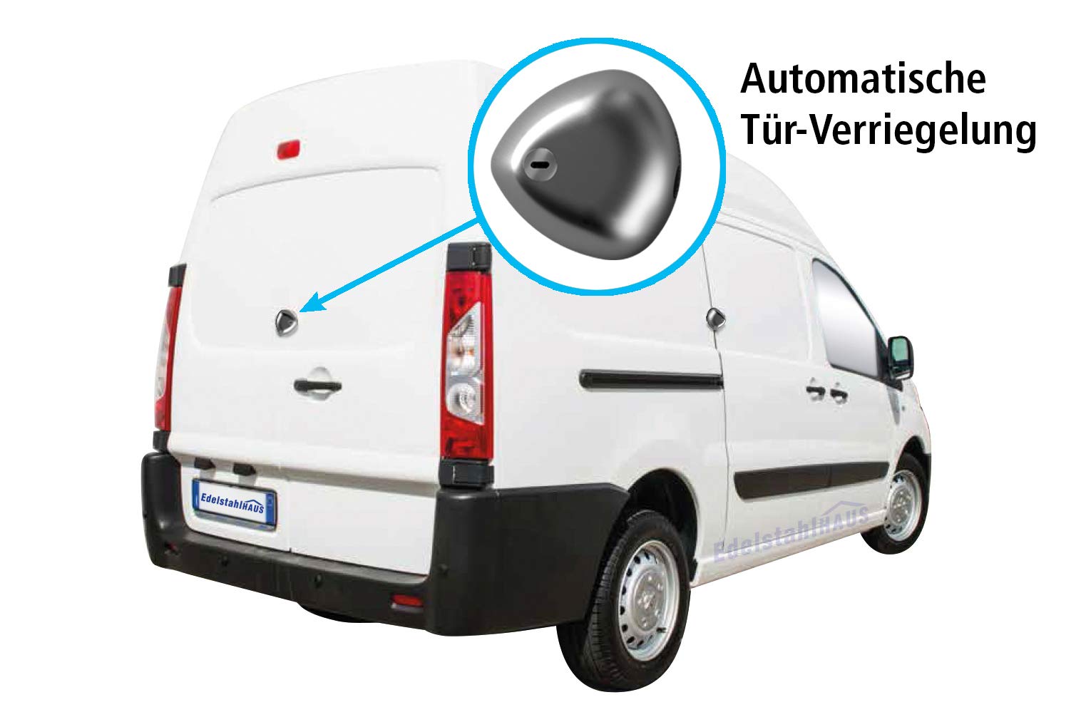 Automatisches Sicherheitsschloss Daken Blackstone Combo aus Edelstahl für Transporter für Hecktür oder Seitentür in Silber, Edelstahlhaus