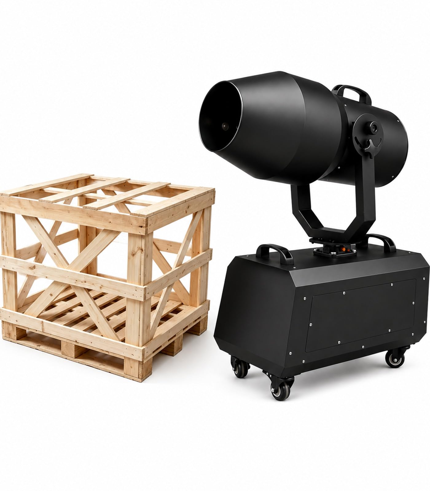 Máquina de Espuma de Gran tamaño, cañón de Espuma Profesional para escenarios de 2000 W, ángulo Ajustable, Alcance de 6–8 m y área de Cobertura de 80 m². Woodenframepackaging