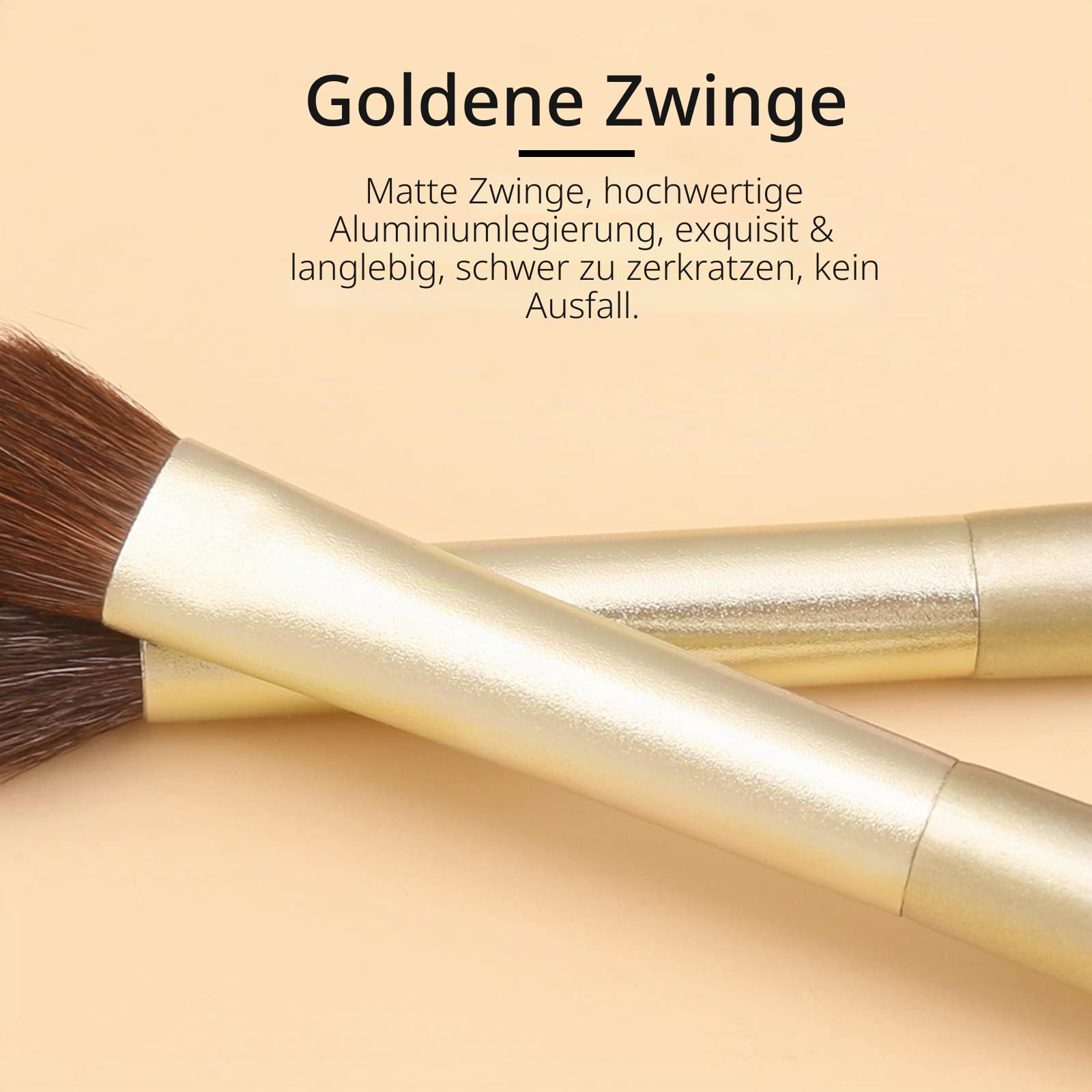 ENZO KEN Natürliches Haar Lidschatten Make up Pinsel Set mit Handtasche, für Unteraugen Concealer Mischung, Rauchige Augen, Augenbraue, Geschwollene Augenringe. E200-Gold