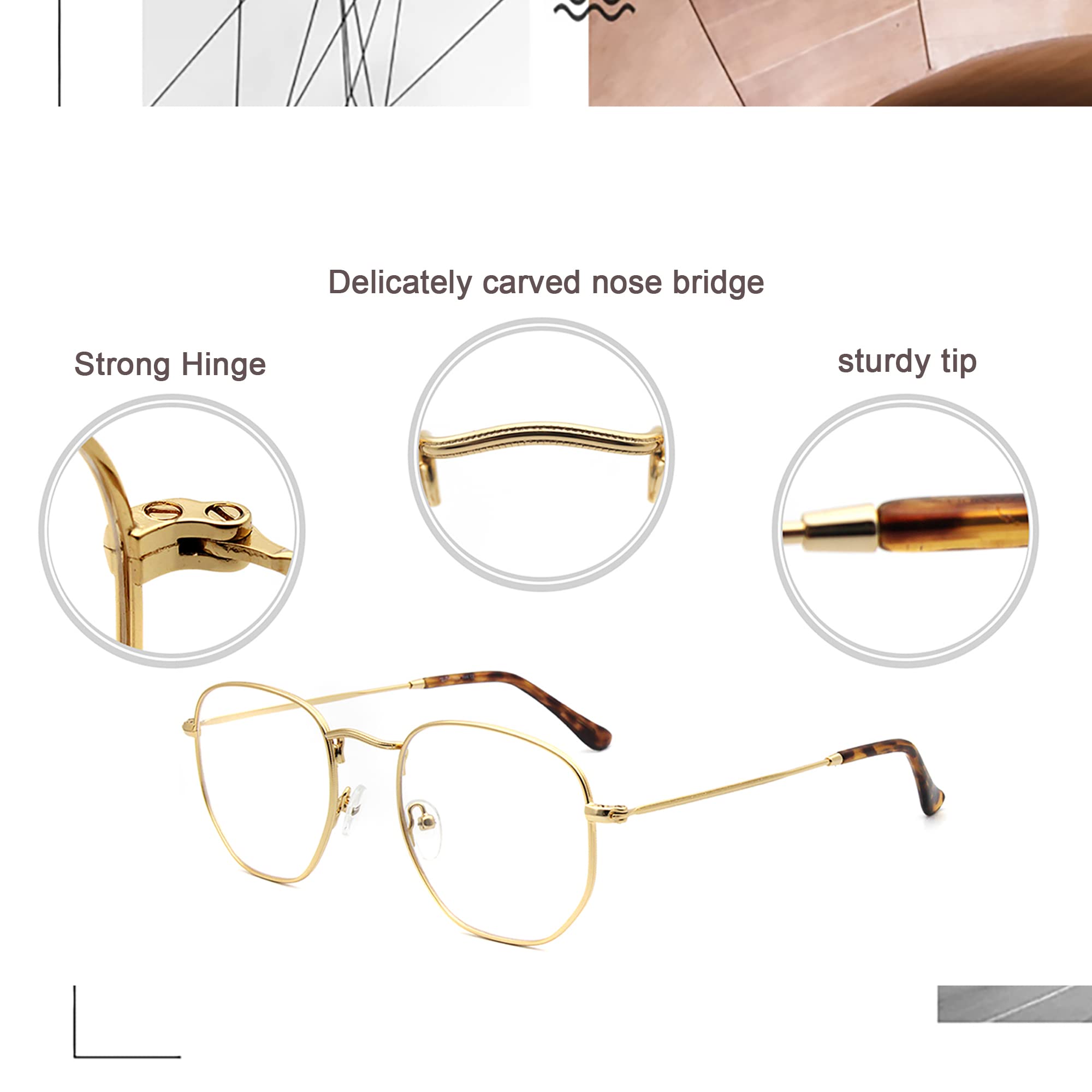Polygonales légères métal lunettes unique homme femme verres transparents rétro confortable montures de lunettes