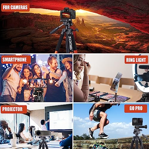 ZOMEi 188 cm Tripod Heavy Duty Tall Stand, Professional Travel Video Tripod Compatible with DSLR Cameras, Mobile Phones - Image 2