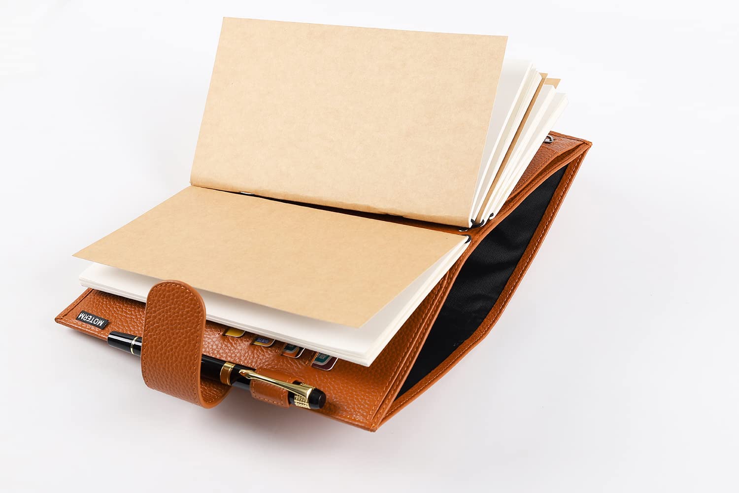Moterm Companion Traveler's Notebook Cover - Design amélioré avec poche dorsale (Taille standard, Galet-Orange brûlé)
