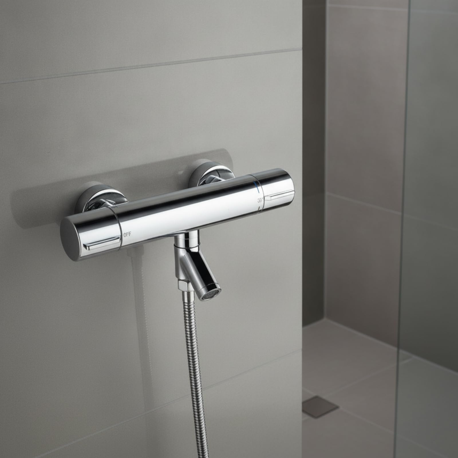 Válvula Termostática Ducha, Plateado, Moderno Minimalista