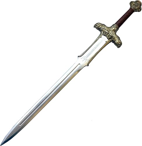 PKK Espada de espuma de fantasía, esqueleto dorado a dos manos, espada medieval bárbara atlante de alta densidad para cosplay y colección (co),