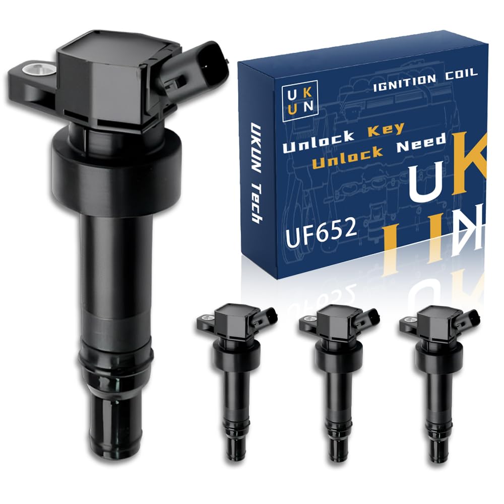 UKUN UF652 Ignition Coils set 4 for 12-20 HYUNDAI Accent 1.6L, 12-17 VELOSTER1.6L, for KIA 12-19 SOUL 1.6L, 12-19 RIO 1.6L Replace 27301-2B100 27301-