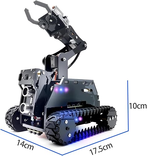 Miniatura 7 de Adeept RaspTank Smart Robot Car Kit para Raspberry Pi 4B3B3B+ (placa no incluida), robot con seguimiento de tanque con brazo robótico 4-DOF, evita