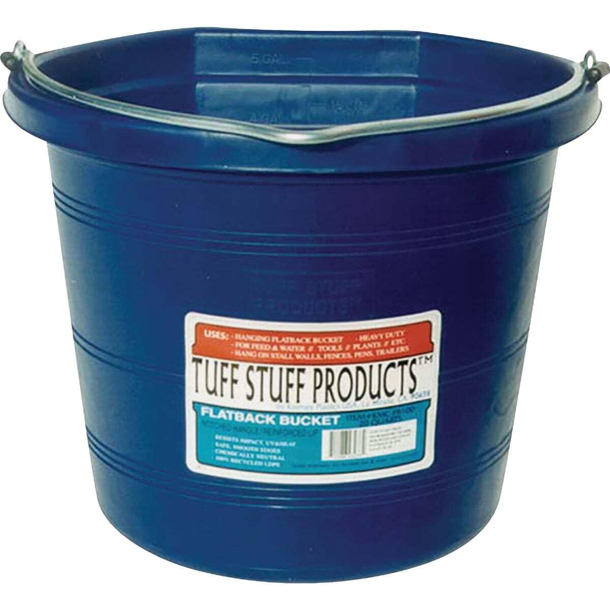 Tuff Stuff 5 Gal Blue Flat Back Bucket