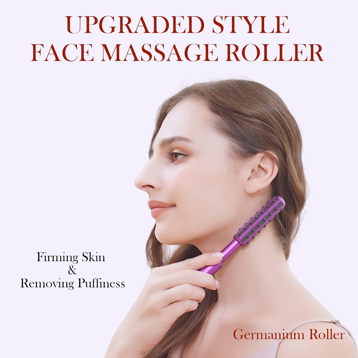 Beauty Massage Roller, Facial Tool, Germanium Roller for Chin Massage, Suitable Lifting Skin, Massaging The Whole Body. (Purple) 1 count