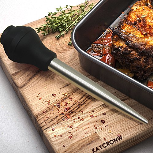Best Utensils Poire à jus en acier inoxydable et caoutchouc de qualité alimentaire avec injecteur de marinade et brosse pour nettoyage facile – Image 3