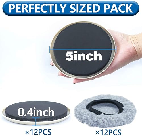 Miniatura 2 de Deslizadores de muebles, almohadillas móviles 2 en 1 para muebles de superficies múltiples para suelos de carpintería y madera dura, paquete de 12