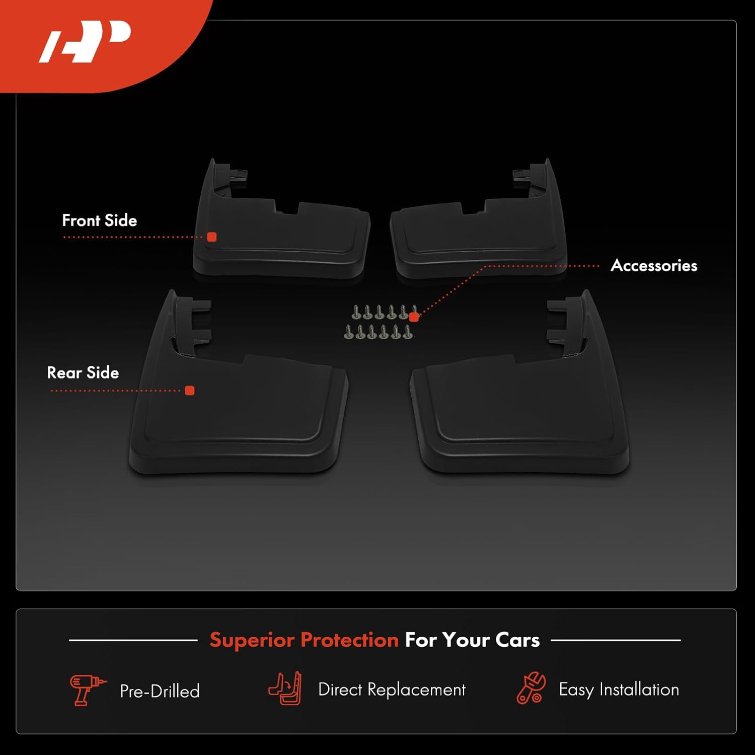 A-Premium Set of 4PCS Mud Flaps Splash (W/o Fender Flares, not fit Raptor) Compatible with Ford F-150 2015-2020 Pickup Guards Mudguards Mudflaps, Front and Rear